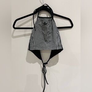 adidas Black & White Gingham Trim Top